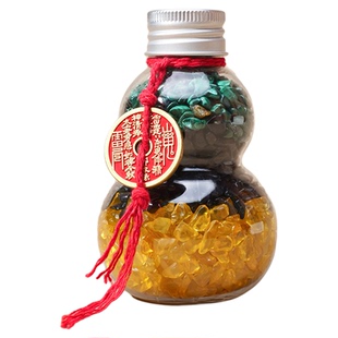 天然水晶三色葫芦黑曜石孔雀石厨卫相邻净污秽家居装饰招财摆件