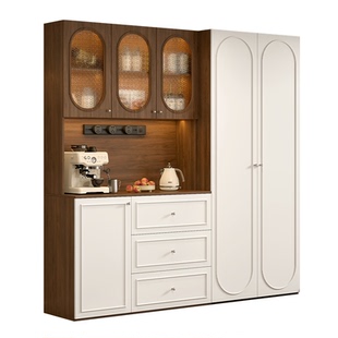 法式中古风客厅实木餐边柜多功能零食酒柜家用储物柜茶水柜9G436