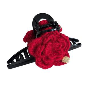 新年红色毛绒蝴蝶结抓夹女高级感鲨鱼夹大号发量多发夹子秋冬头饰