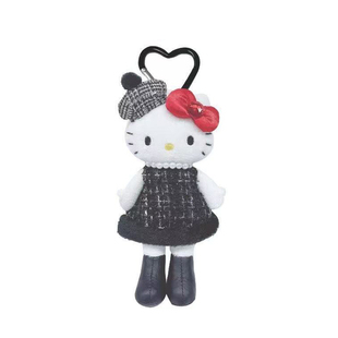 现货日本三丽鸥冬日长腿黑皮hellokitty小香风披肩洛丽塔包包挂件