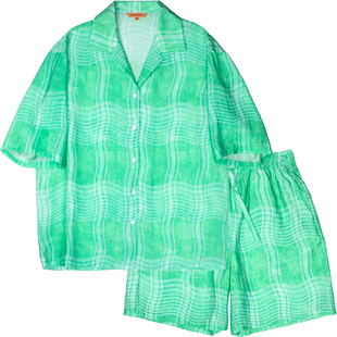 埃森费姆情侣睡衣天丝莱赛尔云气麦田绸缪纹度假风男女同款家居服