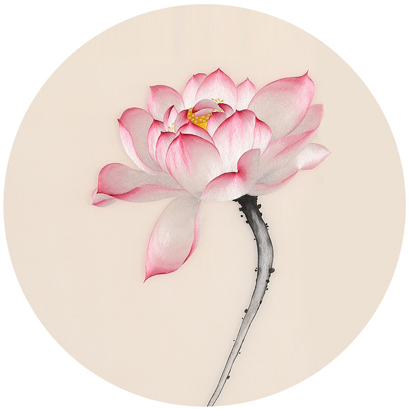 diy古风入门针迹荷花蜻蜓苏绣