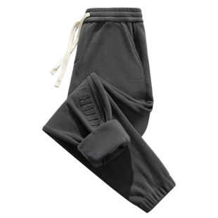 裤子男生秋冬季2025新款潮牌双面绒运动休闲宽松加绒加厚束脚卫裤