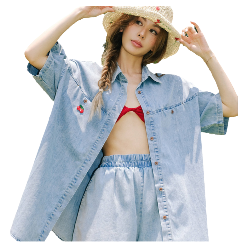 cloudseason松弛感樱桃牛仔短裤