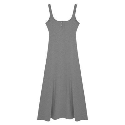 陆小团团韩系休闲带胸垫连衣裙2024春季新款收腰显瘦减龄纯欲裙子