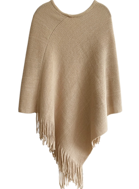 不规则流苏披肩毛衣外套