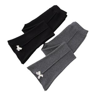 女童喇叭裤春秋季纯棉中大童秋冬加绒加厚黑色打底裤子儿童微喇裤