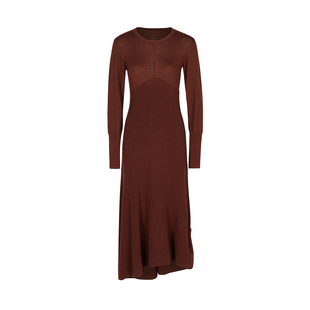 LESS春季绵羊毛裙子女气质法式不规则裙摆修身连衣裙2N1G10700