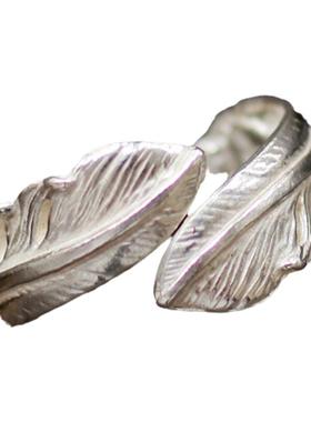 一休老银匠手工手作tk纯银双羽毛