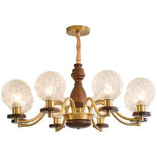 中古风吊灯全铜客厅主灯实木美式复古法式轻奢餐厅古董卧室书房