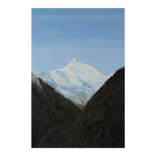 三千山原创手绘丙烯画《梅里雪山神女峰》丙烯肌理画 客厅装饰画