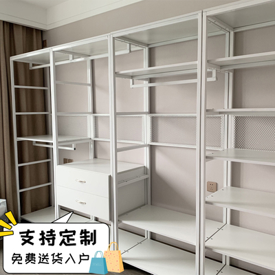步入式衣帽架家用卧室衣帽间落地式组合架子开放式衣柜双层挂衣架