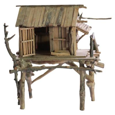 diy手工建筑沙盘模型竹屋制作