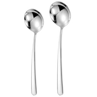 316不锈钢勺子家用高档精致食品级成人吃饭勺长柄调羹加深圆汤勺