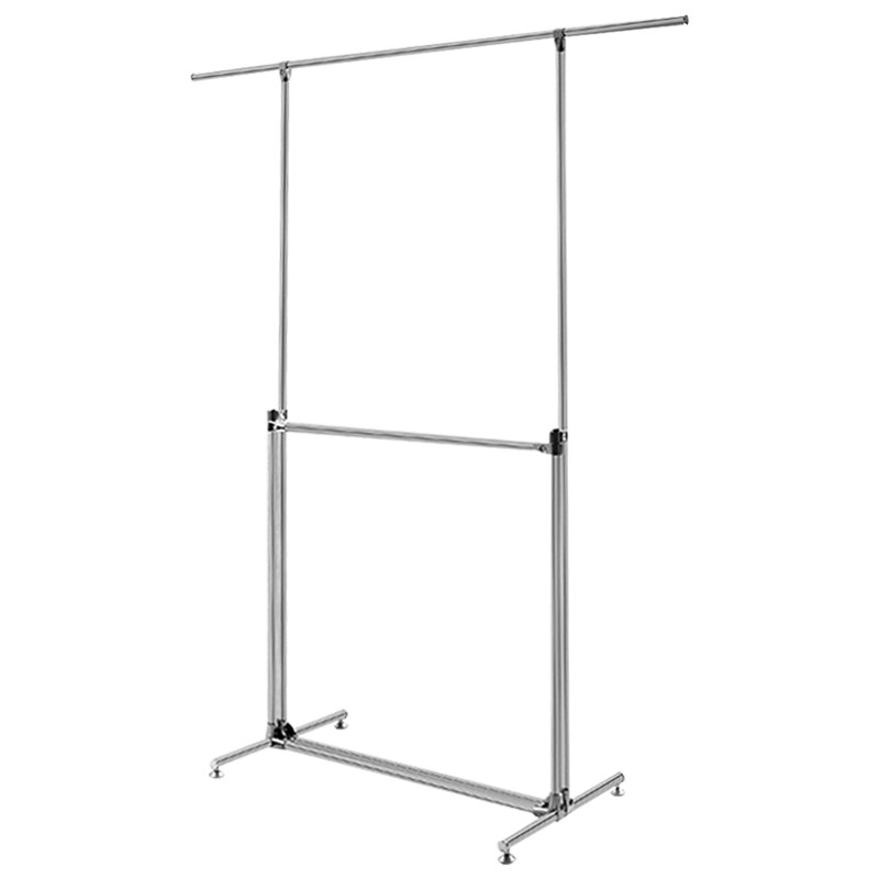 双层加高晾衣架晾衣杆不锈钢挂衣架 落地多功能展示架 定制衣服架