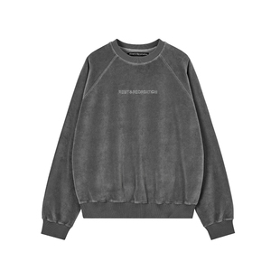 RestandRecreation官方2025秋冬新款RR天鹅绒字母刺绣套头卫衣男