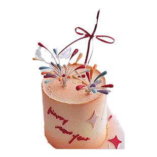 网红2026跨年元旦新年DIY软胶璀璨火花蛋糕装饰插件春节蛋糕装扮