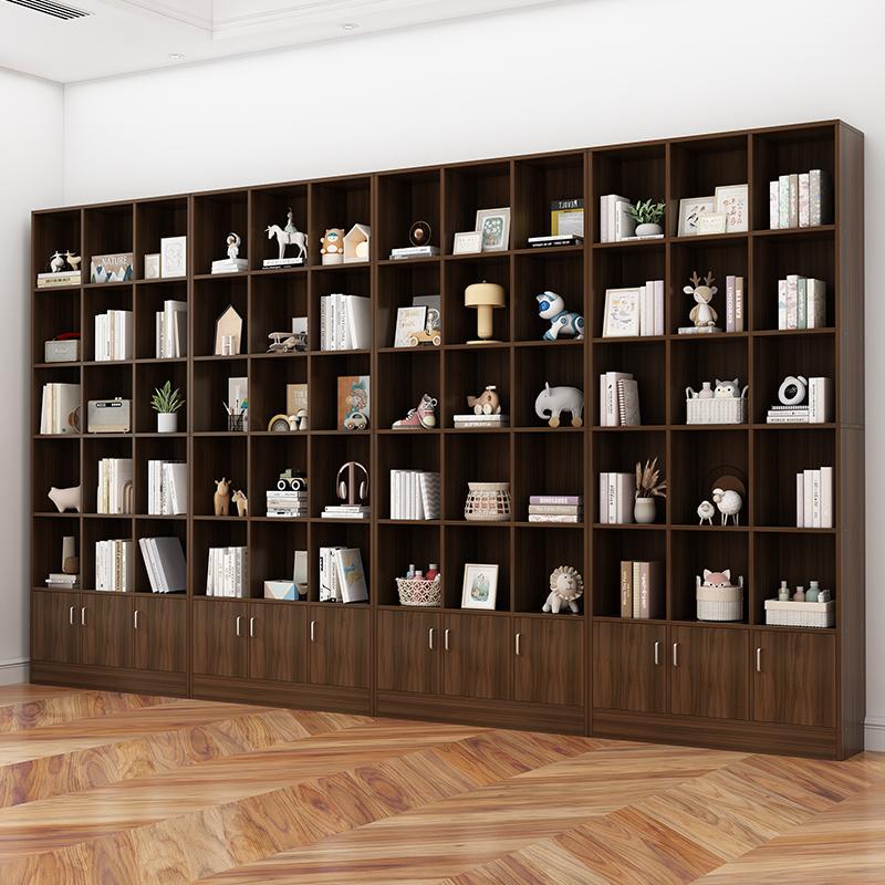 书柜带门高2米4书架落地置物架现代简约家用防尘一体整墙置物柜子