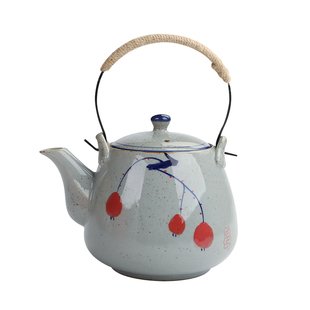 陶瓷手绘大号泡茶壶复古提壶1000毫升耐高温餐厅饭店家用茶水壶