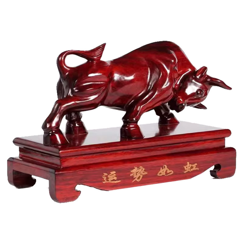 红木华尔街牛摆件玄关工艺品