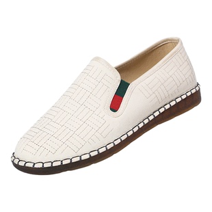 布舍元老北京布鞋男休闲一脚蹬软底舒适透气千层底圆头青年懒人鞋