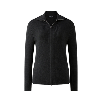 【可机洗羊毛】PRICH时尚拉链翻领针织开衫2025冬新款修身毛衣女