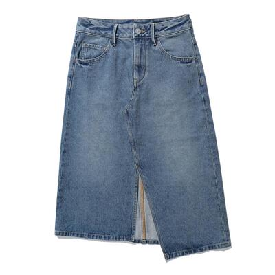 女士前开叉牛仔半身裙ABLEJEANS