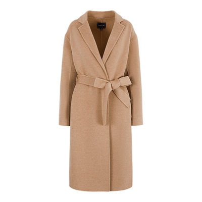 MARYLING玛俪琳2025秋冬新品高级感翻领浴袍式系带大衣A1FHW93520