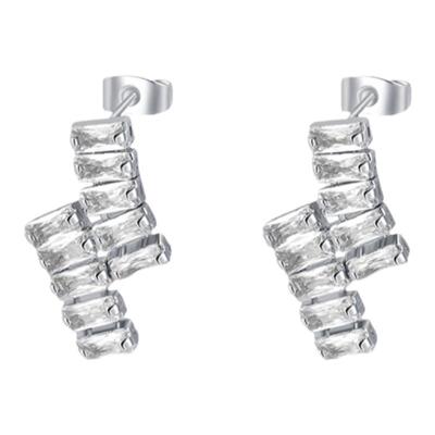 HASHTAG 十全十美双排满钻方形耳环小众设计感高级轻奢情人节礼物