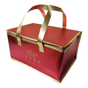 现货新款喜庆礼品保鲜袋无纺布覆膜保温保冷袋大礼包包装冰包订制