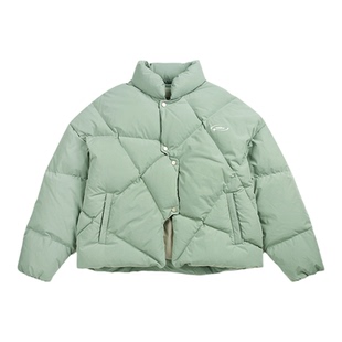 GUUKA浅绿色半高领羽绒服男2025新款潮 山系情侣加厚廓形外套宽松