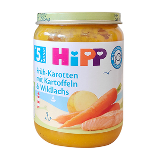 德国喜宝Hipp婴幼儿有机土豆胡萝卜三文鱼泥宝宝辅食泥190g 5月+