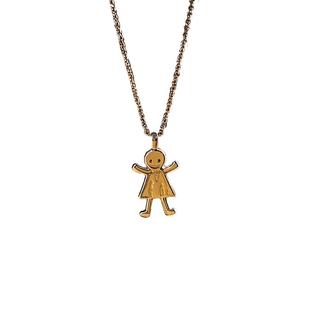 儿童涂鸦纯银定制项链手绘艺术DIY项链宝宝个性化钥匙扣纪念礼物