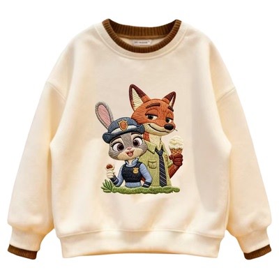 朱迪尼克疯狂动物城羊羔绒加厚卡通印图加绒卫衣女秋冬保暖上衣