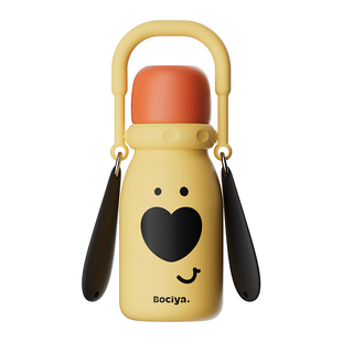 bociya保温杯儿童可爱斜挎小狗水杯女生三饮大容量壶带盖吸管杯子