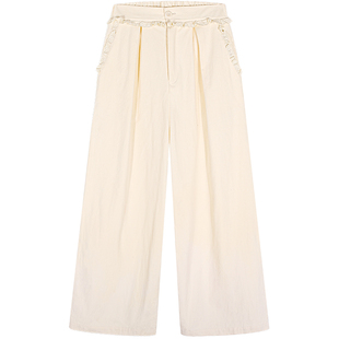 落落狷介裤子2025新款今年流行爆款蕾丝拼接阔腿裤小个子高腰女裤