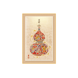 葫芦LED带灯玄关装饰画竖版百福图寓意好壁画发光画走廊过道挂画