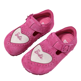 芭比童鞋女童鞋子2025新款秋冬小女孩皮鞋加绒二棉勃肯鞋儿童单鞋