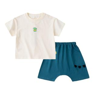 儿童夏季套装男童薄款T恤夏款婴儿短袖短裤两件套宝宝纯棉夏装潮