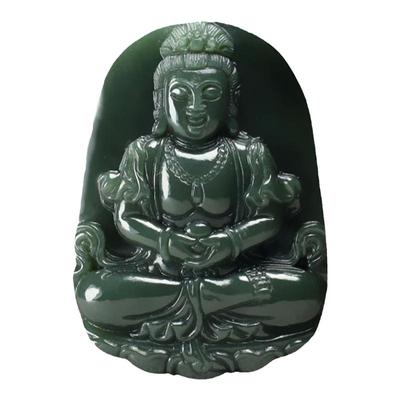 真品新疆男士观音菩萨带证玉坠