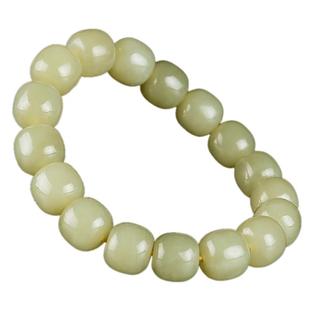 新疆和田玉黄玉老型珠手串男天然若羌黄口料手链女桶珠散珠手把件