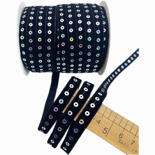 1cm宽亮片丝绒带天鹅绒丝带织带广场舞舞蹈短裙子服装花边装饰带