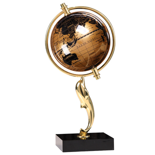办公室桌金属地球仪铜摆件轻奢高档高级小众领导礼物高端大气客厅