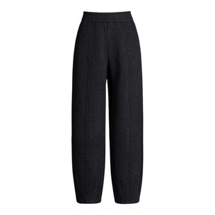 毛呢裤子女秋冬2025新款时尚宽松显瘦通勤保暖松紧腰休闲哈伦裤女