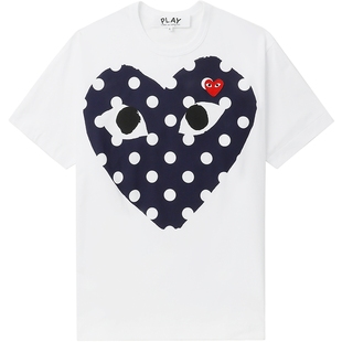 IT CDG PLAY COMME des GARCONS川久保玲情侣波点爱心装饰短袖T恤