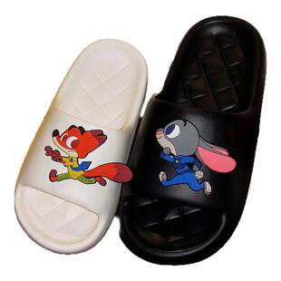 细细条 迪士尼朱迪尼克新款一字女夏凉拖鞋软厚底卡通室外男凉拖