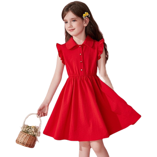 ask 童装连衣裙女童儿童裙子夏季新款中大童透气公主裙