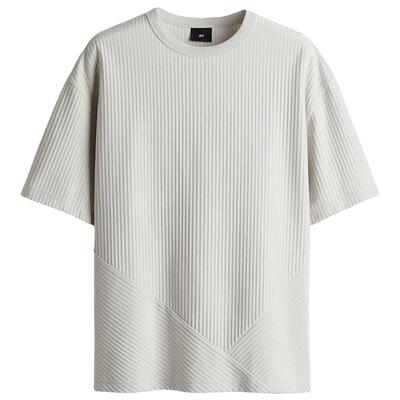 HM男装女装T恤夏季纹理质感oversized宽松罗纹短袖重磅1271781