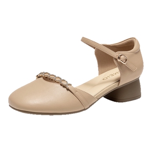 戈美其包头凉鞋女款2025新款夏季配裙子法式气质凉粗跟开春单鞋女