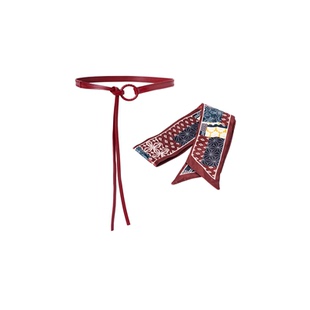 红色丝巾腰带配牛仔裤高级感美式复古系带腰绳配饰细皮带配裙子女